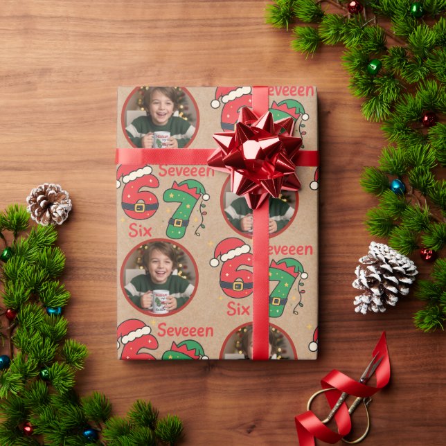 Papel de embrulho “Six Seven” Kids - Foto personal (Presente de Natal)