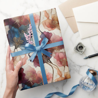 Papel de embrulho sofisticado com flores em aquare