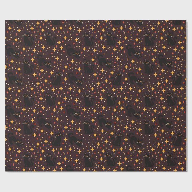 Papel de embrulho Starry Witchy Cats (Aberto)