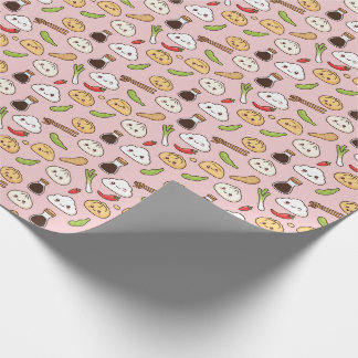Papel de embrulho tema Comida Chinesa Kawaii
