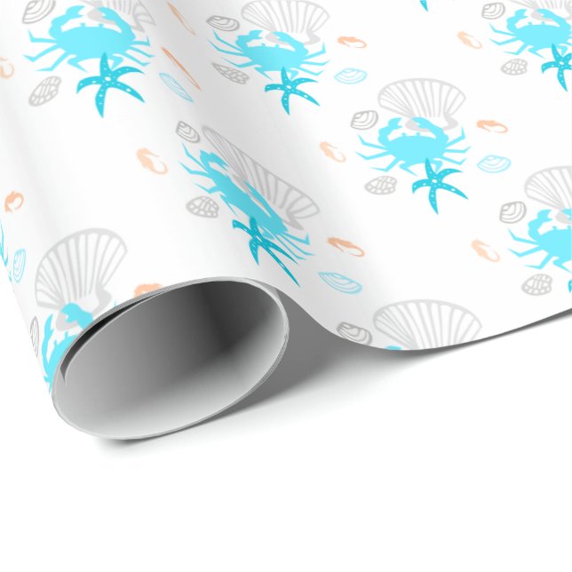 Papel de embrulho tema estrela-do-mar conchas de O (Ponta do rolo)