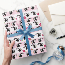 Papel de embrulho tema Fazenda Vaca Leiteira Rosa