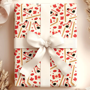 Papel de embrulho temático de hóquei no Canadá