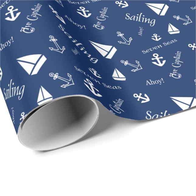 Papel de embrulho temático de navegação à vela Mar (Ponta do rolo)