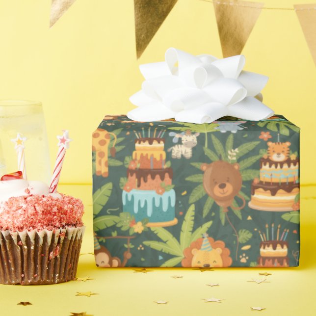 Papel de embrulho temático de selva para aniversár (Festa de aniversário)