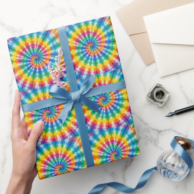 Papel de embrulho Tie Dye Psicodélico Arco-íris (Presentear)