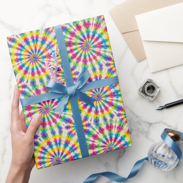 Papel de embrulho Tie Dye Psicodélico Arco-íris (Presentear)