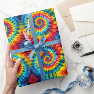 Papel de embrulho Tie Dye Psicodélico Arco-íris