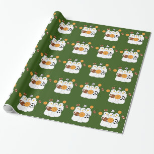Papel de embrulho Todos os bonecos de neve esporti