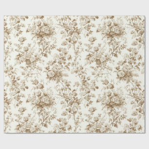Papel de embrulho Toile de buquê floral bege antig