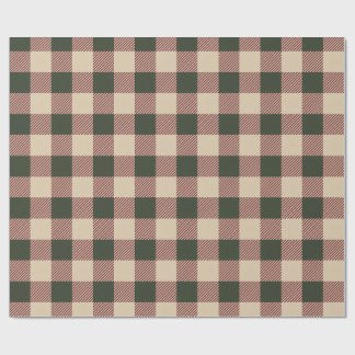 Papel de embrulho tradicional xadrez verde vermelh