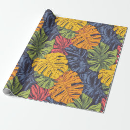 Papel de embrulho tropical com folhas de Monstera 