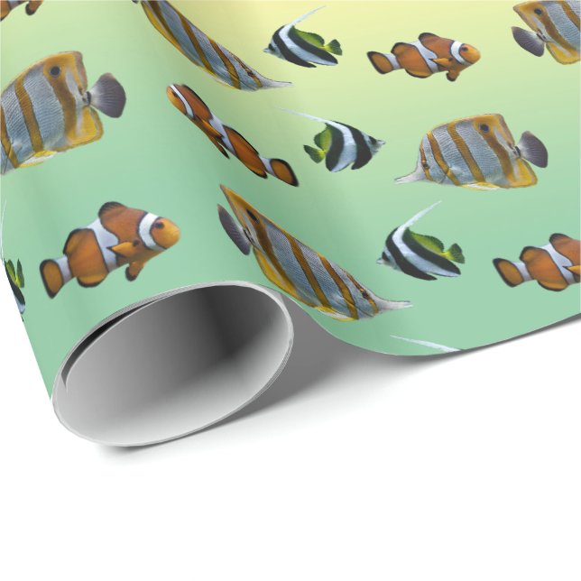 Papel de embrulho Tropical Fish Frenzy (Arco-íris) (Ponta do rolo)