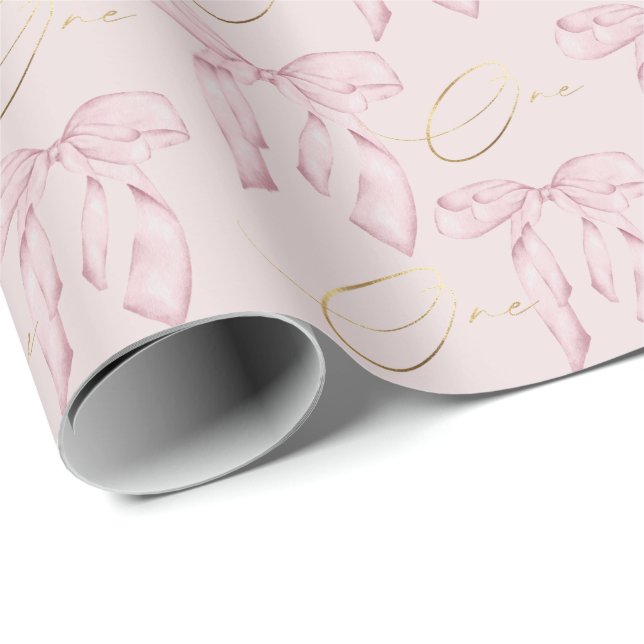 Papel de embrulho um laço rosa fofo (Ponta do rolo)