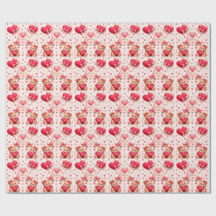 Papel de embrulho ursos de pelúcia pássaros de amo