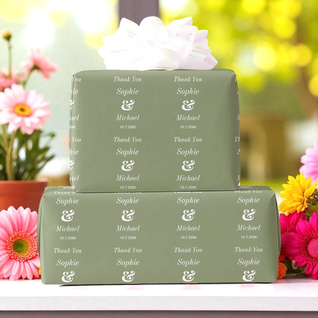 Papel de embrulho verde branco para noiva de casam (Criador carregado)