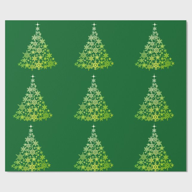 Papel de Embrulho Verde de Árvore de Natal (Aberto)