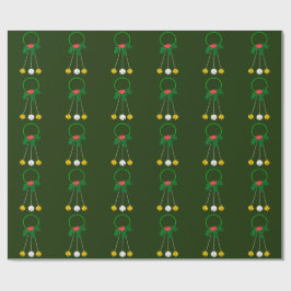 Papel de embrulho verde e jingle sinos