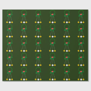 Papel de embrulho verde e jingle sinos