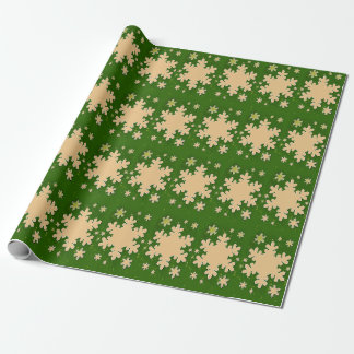 Papel de embrulho verde em flocos de neve