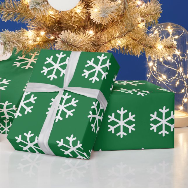Papel de embrulho verde floco de neve de Natal (Feriados)