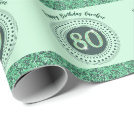 Papel de embrulho verde glitter elegante com listr