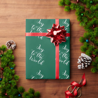 Papel de embrulho verde 'Joy to the World'