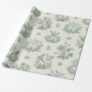 Papel de embrulho verde menta Toile de Jouy francê