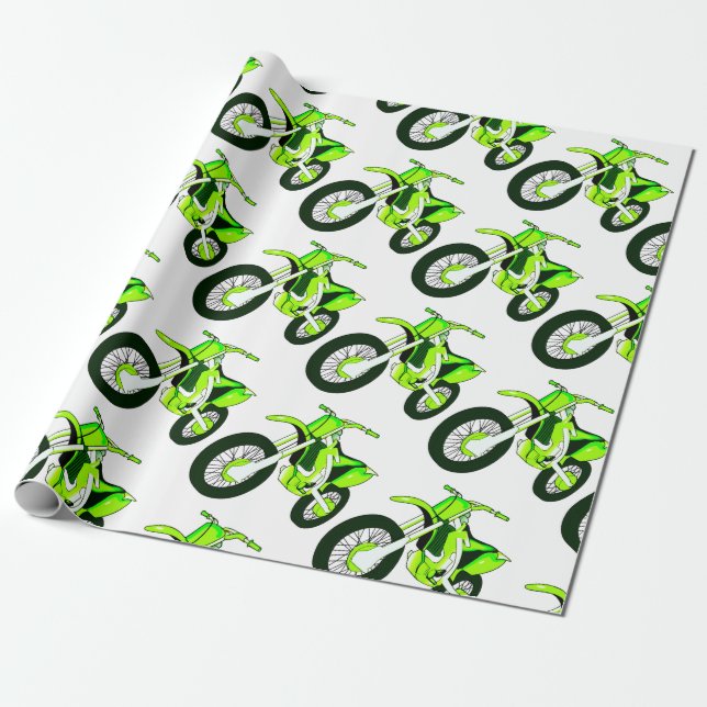 Papel de embrulho verde para motocicleta bicicleta (Desenrolado)