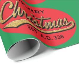 Papel de embrulho Verde/Vermelho "Natal Feliz Retr