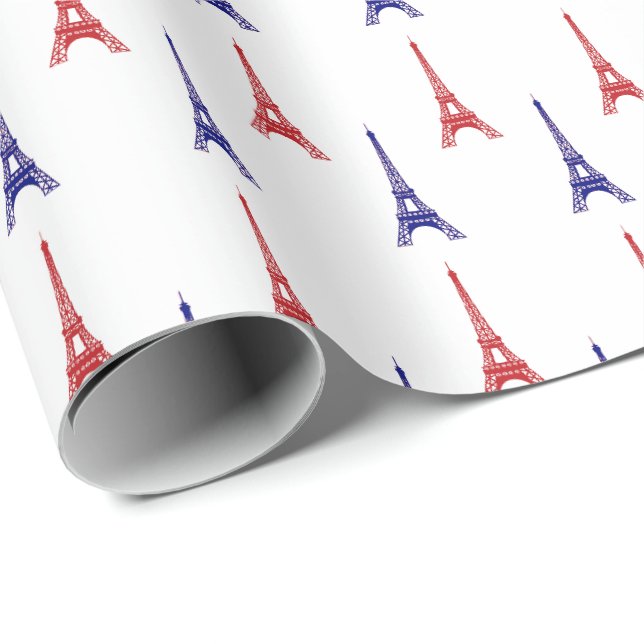 Papel de embrulho Vermelho Azul Paris Presente Fra (Ponta do rolo)