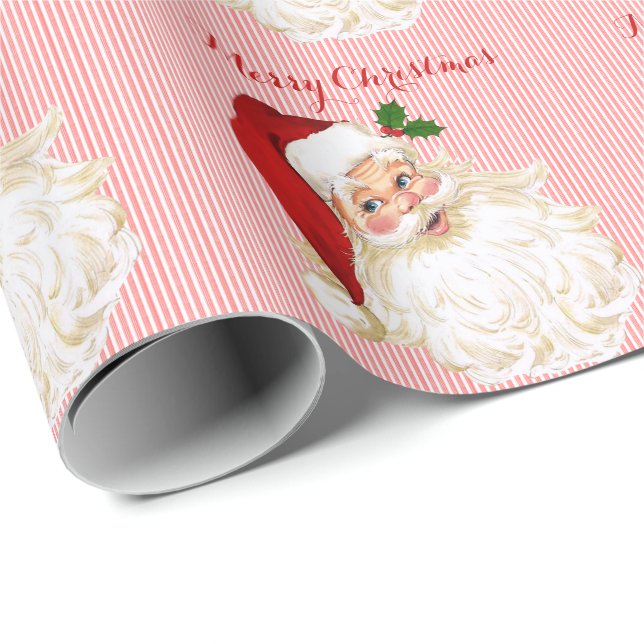 Papel de embrulho vermelho branco Papai Noel Vinta (Ponta do rolo)