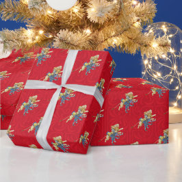 Papel de embrulho vermelho de Natal do Mágico de O