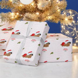 Papel de embrulho vermelho do Natal do bebê com ch