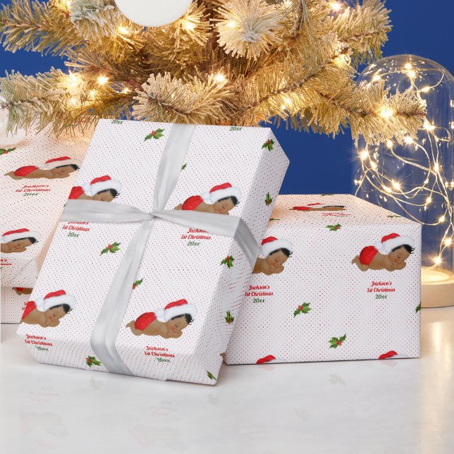 Papel de embrulho vermelho do Natal do bebê com ch (Feriados)