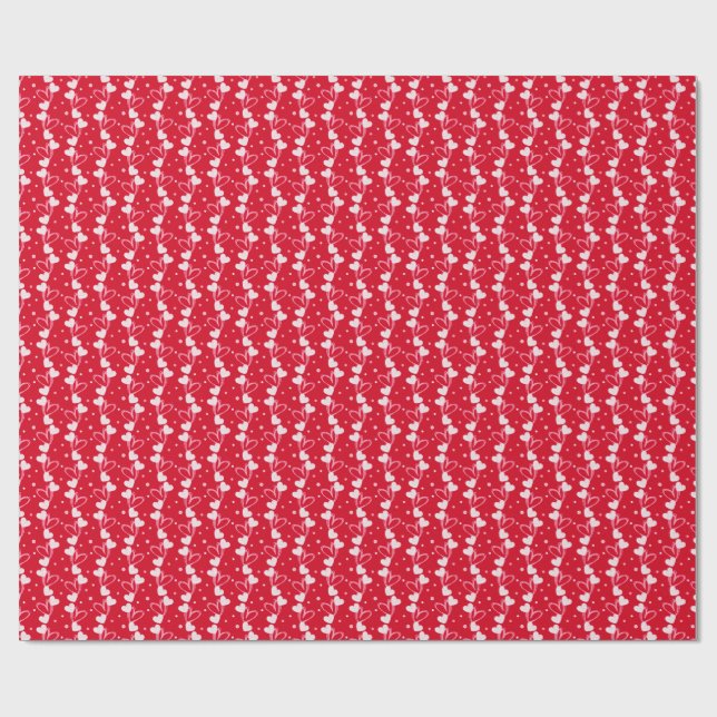 Papel de embrulho vermelho, Love Hearts Doddles (Aberto)