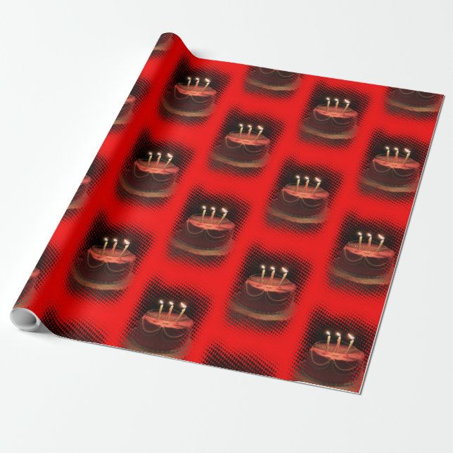 Papel de embrulho vermelho para festa de aniversár (Desenrolado)