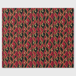 Papel de embrulho vermelho, preto e dourado