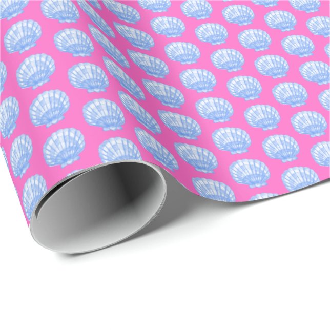 Papel de embrulho Vibrantes Conchas (Rosa e Azul) (Ponta do rolo)