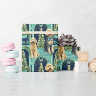 Papel de embrulho Vignette Goldendoodle de Natal
