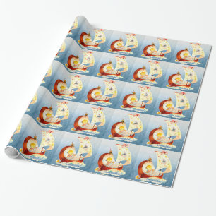Papel de embrulho vintage azul e amarelo para chá