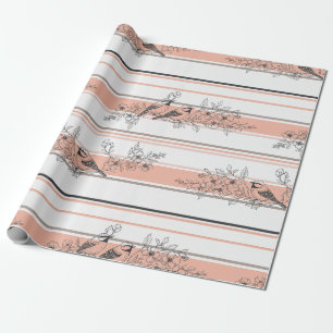 Papel de embrulho Vintage Bird Blossom Toile Strip