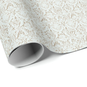 Papel de embrulho vintage com renda branca coquete