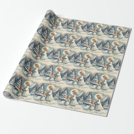 Papel de embrulho vintage de Natal Anjo, Criança,