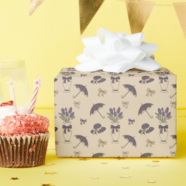 Papel de embrulho Vintage Lavender Nostalgia em ro (Festa de aniversário)