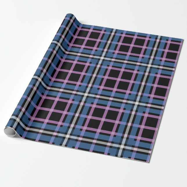 Papel de embrulho Xadrez – Azul e Lavanda (Desenrolado)