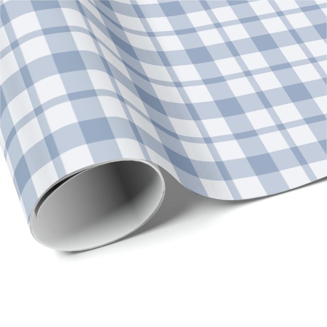 Papel de embrulho Xadrez Azul Índigo e Branco (Ponta do rolo)