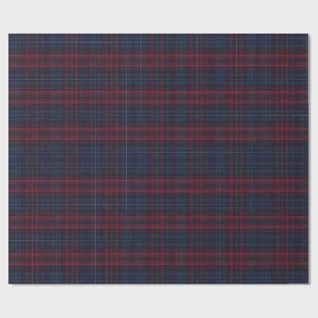 Papel de embrulho xadrez azul marinho e burgundy (Aberto)