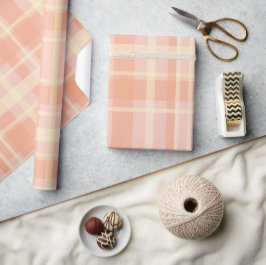 Papel de embrulho xadrez de pêssego elegante
