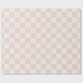 Papel de embrulho xadrez diagonal rosa e creme clá